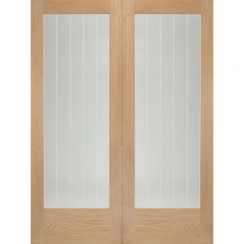 XL Joinery Suffolk Cottage Unfinished Oak Glazed Internal Door Pair - 1981mm x 1372mm (78 inch x 54 inch)