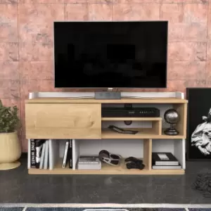 Decorotika - Raca 120 Cm Wide tv Stand, tv Unit, tv Console, tv Cabinet With Open Shelves And Cabinet - Sapphire Oak And White