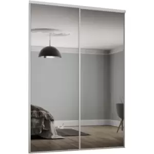 Twinpack 762mm White Framed Mirror Sliding Doors H2260 W1499mm - White Frame Mirror - Spacepro