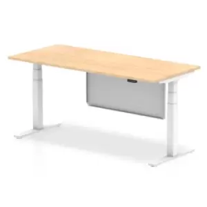 Air 1800 x 800mm Height Adjustable Desk Maple Top White Leg With White Steel Modesty Panel