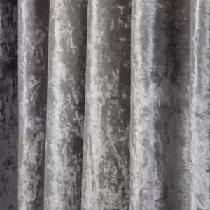 Sienna Crushed Velvet Pair Of Pencil Pleat Curtains Silver - 46" X 72"