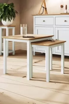 Solid Oak Nest Of 2 Tables Linen Ready Assembled - Taberno