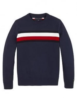 Tommy Hilfiger Boys Flag Knitted Jumper - Navy, Size Age: 16 Years