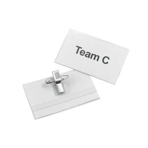 Office Name Badge Landscape with Combi Clip 45x75mm Pack 50 936682