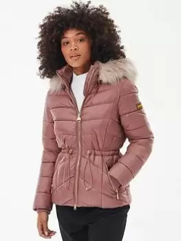 Barbour International Island Quilted Coat - Pink, Size 10, Women