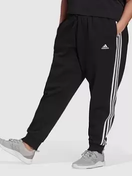 adidas 3 Stripes Fleece Pant - Plus Size, Black/White, Size 4X, Women
