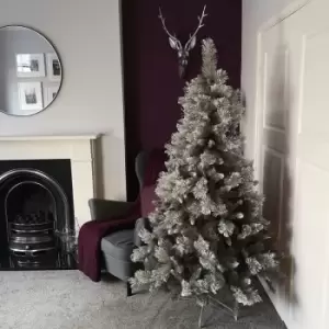 Premier Decorations Ltd - 6ft (180cm) Premier Snow Fir Grey PVC Christmas Tree with 587 Cashmere Tips