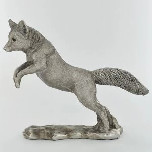Antique Silver Large Fox Ornament