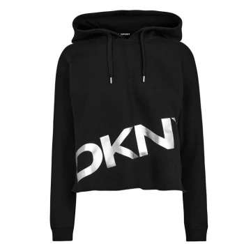DKNY Cropped Logo Hoody - Blk/Silv x4f