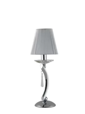 ORCHESTRA Table Lamp with Round Tapered Shade Chrome, K9 Crystals With Fabric 15x45cm