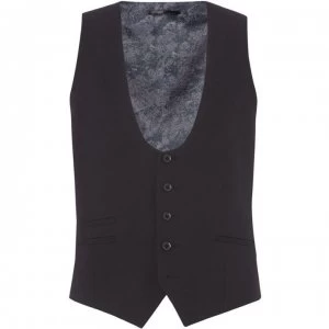 Label Lab Bowie Skinny Fit Crepe Suit Waistcoat - Black
