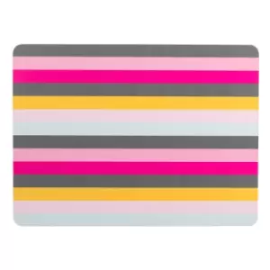 Set of 4 Gardenia Stripe Placemats Pink, Yellow and Grey