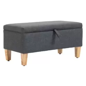 Homcom Linen Storage Ottoman Box Footstool With Rubberwood Legs