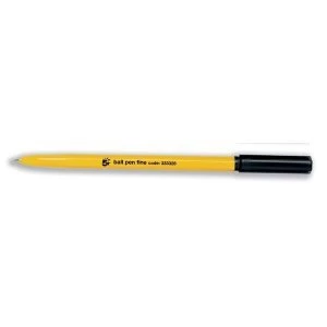 5 Star Office Ball Pen Yellow Barrel Fine 0.7mm Tip 0.3mm Line Black Pack 50