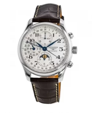 Longines Master Collection Moonphase 42mm Silver Chronograph Dial Leather Strap Mens Watch L2.773.4.78.3 L2.773.4.78.3