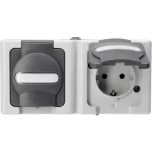 Kopp 131256002 2x Wet room switch product range Complete PG socket (+ lid) BlueElectric Grey