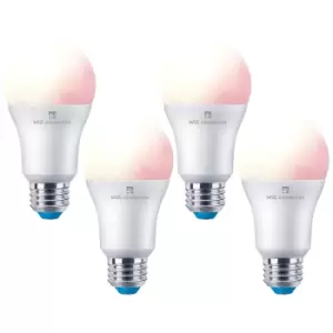 4lite WiZ Connected LED Smart A60 Bulb WiFi & Bluetooth ES (E27) Colour Changing, Tuneable White & Dimmable - 4 Pack