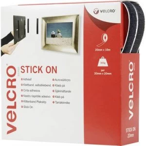 VELCRO VEL-EC60220 Hook-and-loop tape stick-on Hook and loop pad (L x W) 10000 mm x 20 mm Black 10 m