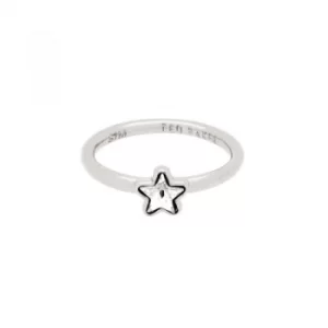 Ted Baker Ladies Silver Plated Crystal Star Ring Size ML