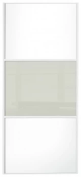 Sliding Wardrobe Door W914mm 3 Panel White Soft White Glass