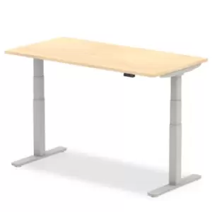 Air 1400/800 Maple Height Adjustable Desk With Silver Legs