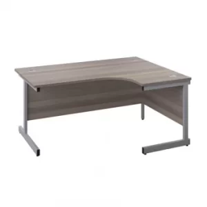 1600 X 1200 Single Upright Right Hand Radial Desk Grey Oak-Silver