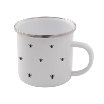Bee Pattern Enamel Mug - White