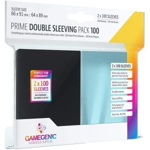 Gamegenic Prime Double Sleeving Pack - Clear & Black Card Sleeves - 2 x 100 Sleeves