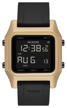 Nixon Staple Black / Gold Digital Black Silicone Strap Watch