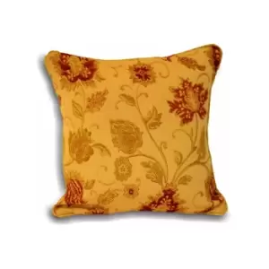 Paoletti - Zurich Floral Chenille Jacquard Piped Cushion Cover, Gold, 55 x 55 Cm
