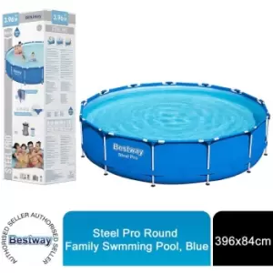 Bestway - Steel Pro Round Family Swimming Pool Set with Filter Pump 396x84cm, Blue