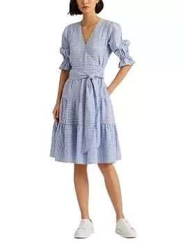 Lauren by Ralph Lauren Drinthia Short Sleeve Day Dress - Blue Size 12, Women