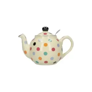 Farmhouse Teapot, Ivory/Multi-Spot, Two Cup - 500ml Boxed