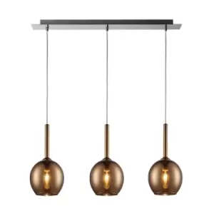 Monic Bar Pendant Ceiling Light, Copper, 3x E14