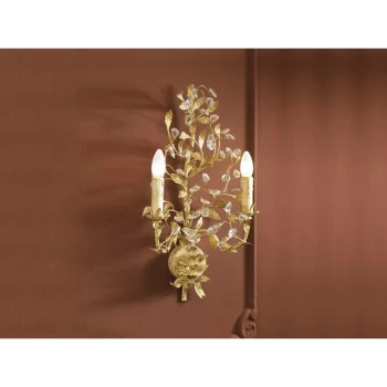 Schuller Lighting - Schuller Verdi - 2 Light Crystal Candle Wall Lamp White, Gold Leaf, E14