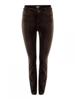 Paige Hoxton Velvet Skinny Jeans In Deep Juniper Khaki