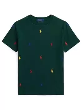 Ralph Lauren Boys All Over Pony T-Shirt - Hunt Club Green, Dark Green, Size 6 Years