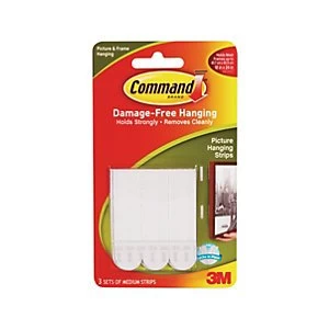 Command Medium Picture Hanging Strips White Pack of 6