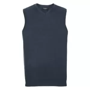 Russell Collection Mens V-Neck Sleevless Knitted Pullover Top / Jumper (XL) (French Navy)