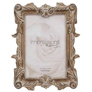4" x 6" - Impressions Antique Carved Wood Finish Photo Frame