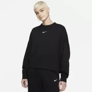 Nike Nsw Essential Fleece Oversized Crewneck Womens, Black/White, Female, Tops & Sweaters, DJ7665-010