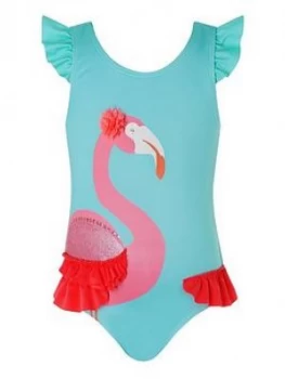 Monsoon Baby Cora Flamingo Swimsuit - Turquoise