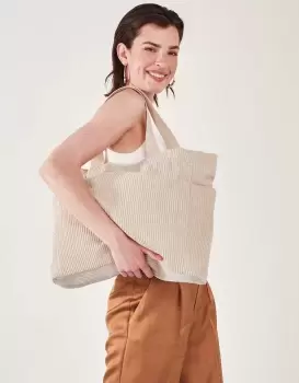 Accessorize Womens Cord Shopper Bag Cream, Size: 34x44cm