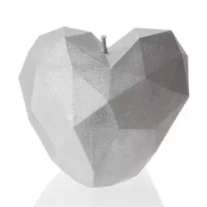 Silver Heart Low Poly Candle