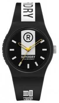 Superdry Black & White Printed Soft Touch Silicone Strap Watch