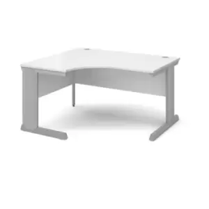 Office Desk Left Hand Corner Desk 1400mm White Top With Silver Frame 800mm Depth Vivo