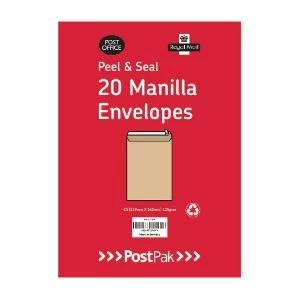 Postpak C4 Peel and Seal Manilla Envelopes Pack of 200 9730466