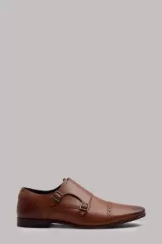 Mens Leather Monk Shoes - Tan - 12