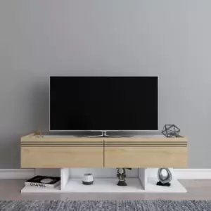 Decorotika - Kase tv Stand tv Cabinet with Drop-Down Cabinets White Sapphire Oak