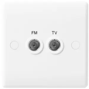BG Nexus White 2 Gang TV Aerial / FM Socket - 866